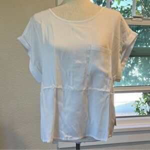 Six / Fifty Elegant White Blouse with Pocket and back button details